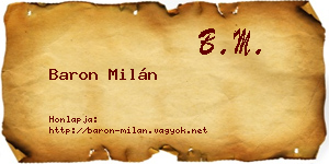 Baron Milán névjegykártya